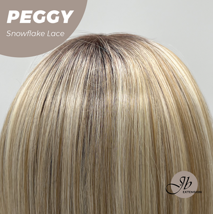 JBEXTENSION 19 Inches Long Straight Mix Blonde Pre-Cut Side Part Snowflake Lace Frontlace Glueless Wig PEGGY MIX BLONDE【BENDY EAR TABS】