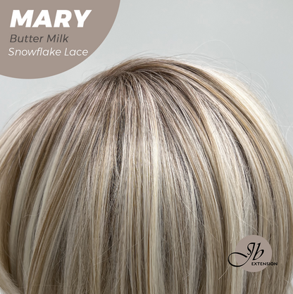 JBEXTENSION 14 Inches Butter Milk Pre-Cut Side Part Snowflake Lace Frontlace Glueless Wig MARY BUTTER MILK【BENDY EAR TABS】- S/M