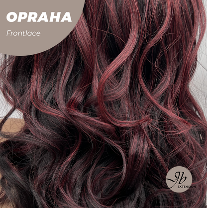[FINAL SALE] JBEXTENSION 23 Inches Curly Black Red Pre-Cut Frontlace Glueless Black Sapphire Wig OPRAHA【BENDY EAR TABS】