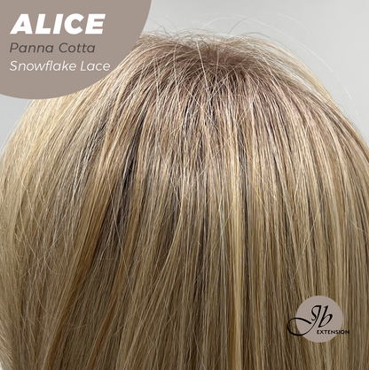 JBEXTENSION 12 Inches Panna Cotta Pre-Cut Side Part Snowflake Lace Frontlace Glueless Wig ALICE PANNA COTTA【BENDY EAR TABS】