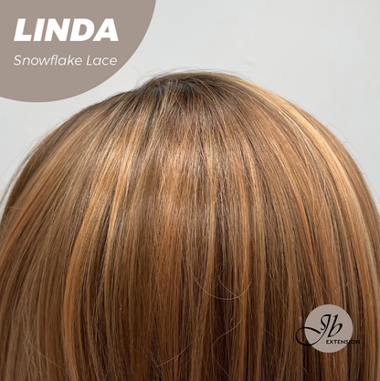 JBEXTENSION 18 Inches Copper Pre-Cut Arc Snowflake Lace Frontlace Glueless Wig LINDA SNOWFLAKE【BENDY EAR TABS】