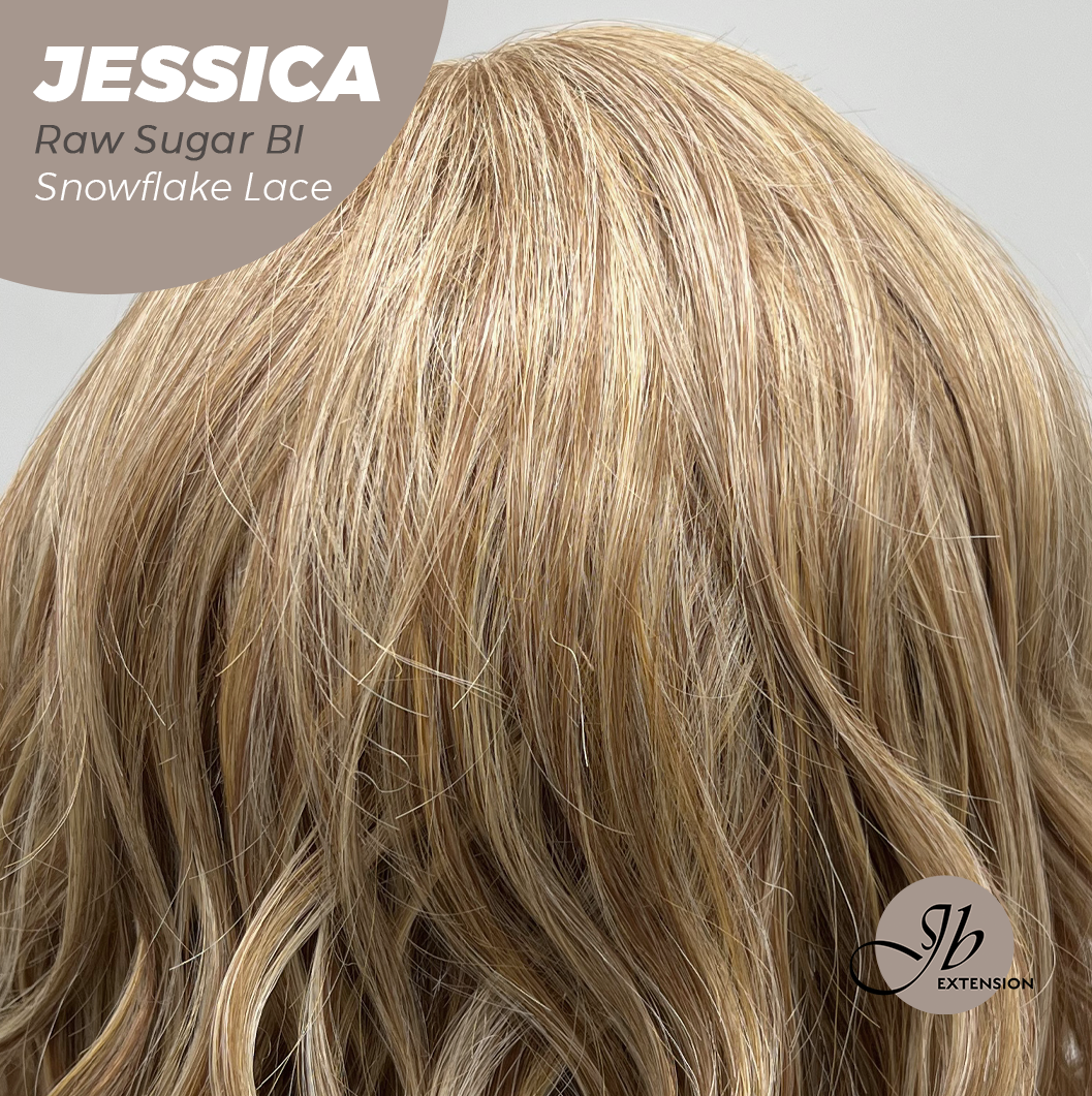 JBEXTENSION 16 Inches Raw Sugar Blonde Curly Pre-Cut Side Part Snowflake Lace Frontlace Glueless Wig JESSICA RAW SUGAR BLONDE【BENDY EAR TABS】