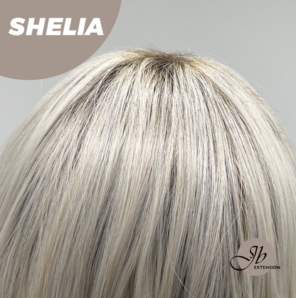 JBEXTENSION 18 Inches Wave White Blonde Women Fashion Full Machine Wig SHELIA【PLUS PERMATEASE】【BENDY EAR TABS】