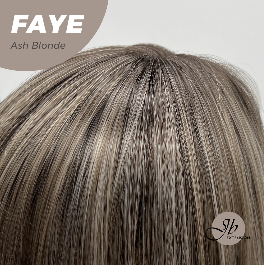 JBEXTENSION 16 Inches Straight Ash Blonde Wig with Bangs FAYE ASH BLONDE