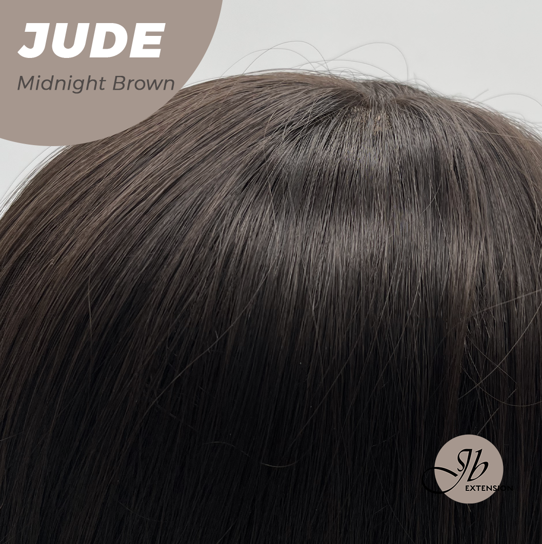 JBEXTENSION 28 Inches Long Curly Midnight Brown(Black/Brown) Wig with Bangs JUDE MIDNIGHT BROWN