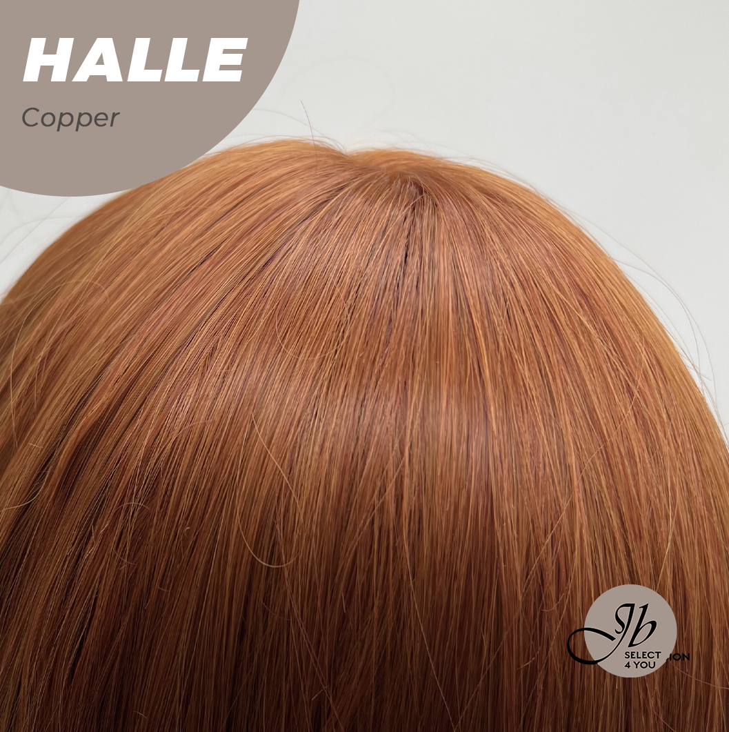 JBEXTENSION 27 Inches Long Wave Copper Wig with Bangs HALLE COPPER