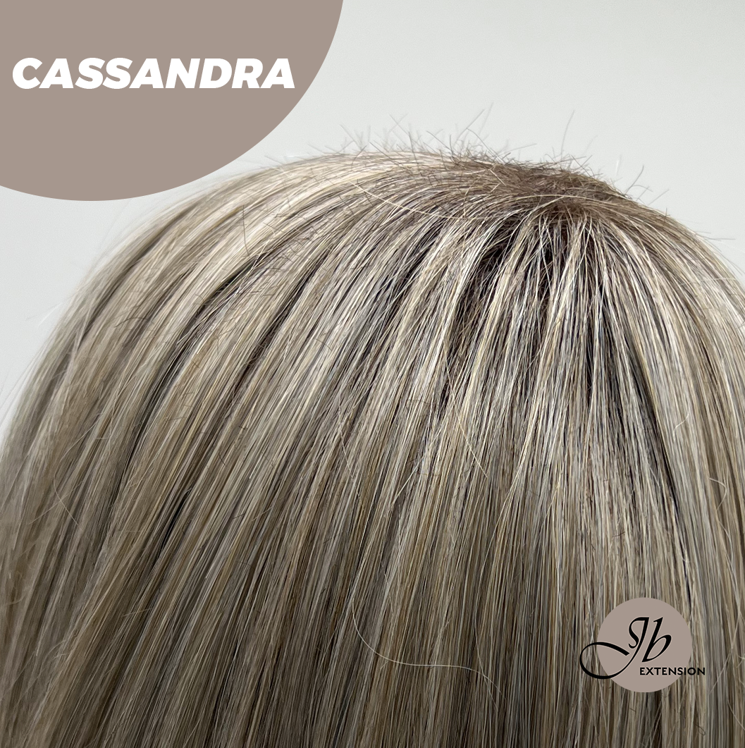 [FINAL SALE] JBEXTENSION 18 Inches Ash Blonde White Wig with Bangs Women Fashion Full Machine Wig CASSANDRA【PLUS PERMATEASE】【BENDY EAR TABS】