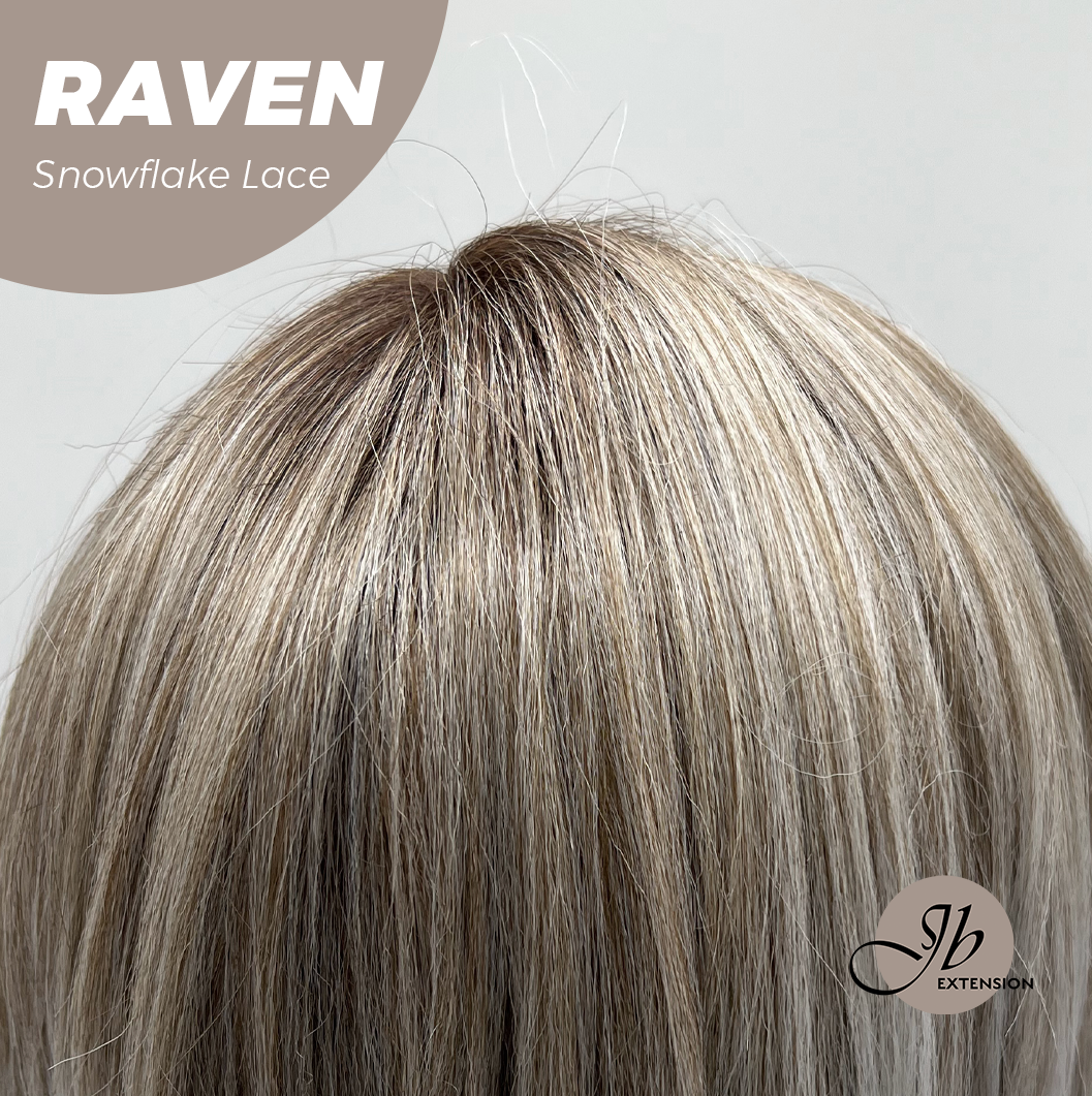JBEXTENSION 12 Inches Ash Grey Pre-Cut Side Part Snowflake Lace Frontlace Glueless Wig RAVEN【BENDY EAR TABS】
