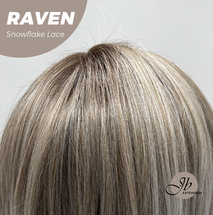 JBEXTENSION 12 Inches Ash Grey Pre-Cut Side Part Snowflake Lace Frontlace Glueless Wig RAVEN【BENDY EAR TABS】