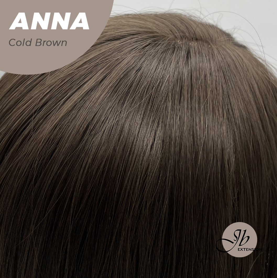 JBEXTENSION 28 Inches Long Curly Cold Brown Wig with Bangs ANNA COLD BROWN
