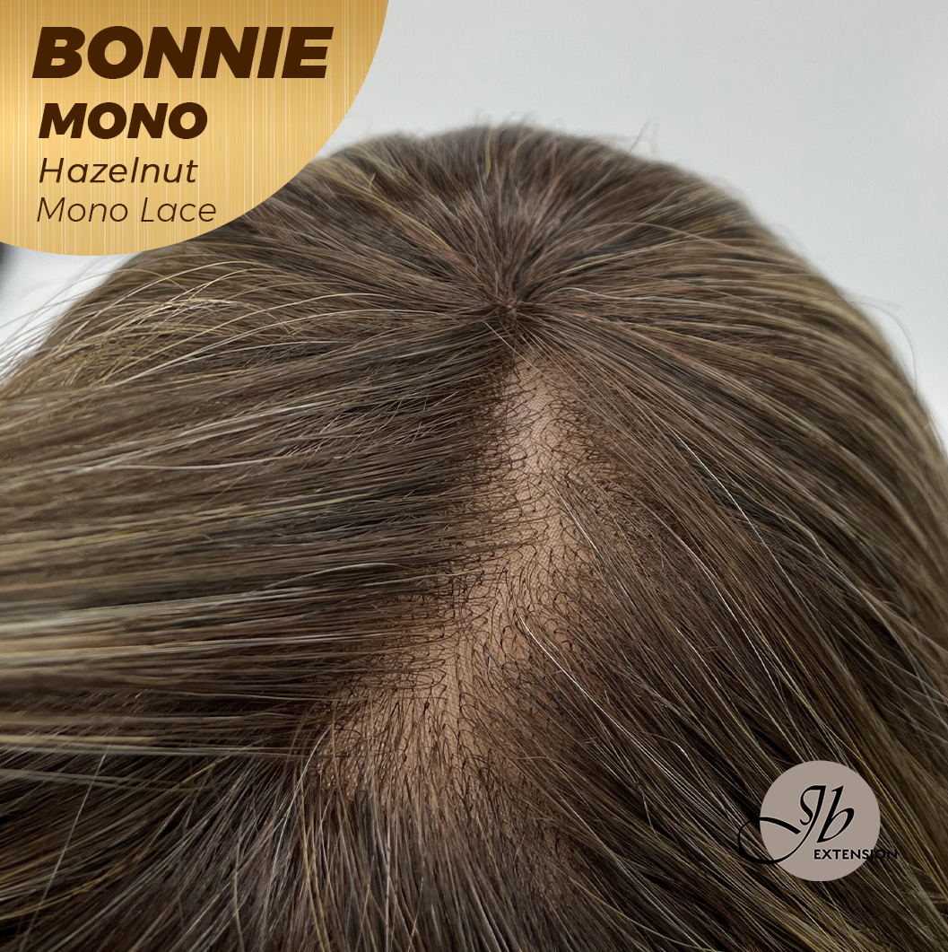 JBEXTENSION BONNIE MONO Full Monofilament Handmade Full Lace Full Hand Tied Wig 12 Inches Hazelnut Mono Lace Handmade Futura Fiber Glueless Wig BONNIE MONO HAZELNUT【BENDY EAR TABS】