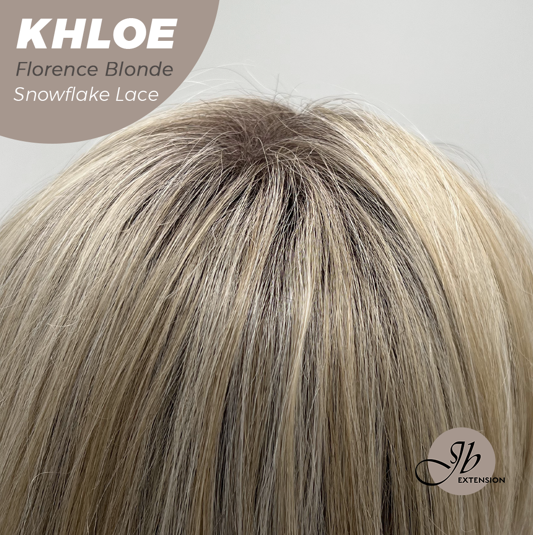 JBEXTENSION 12 Inches Bob Cut Florence Blonde Pre-Cut Snowflake Lace Frontlace Glueless Wig KHLOE FLORENCE BLONDE【PERMATEASE】【BENDY EAR TABS】- M/L