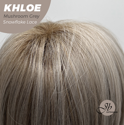 JBEXTENSION 12 Inches Bob Cut Mushroom Grey Pre-Cut Snowflake Lace Frontlace Glueless Wig KHLOE MUSHROOM GREY【PERMATEASE】【BENDY EAR TABS】- M/L