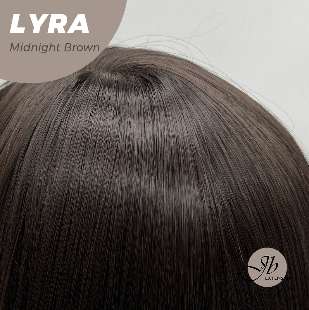 JBEXTENSION 18 Inches Midnight Brown(Black/Brown) Wig with Bangs LYRA MIDNIGHT BROWN