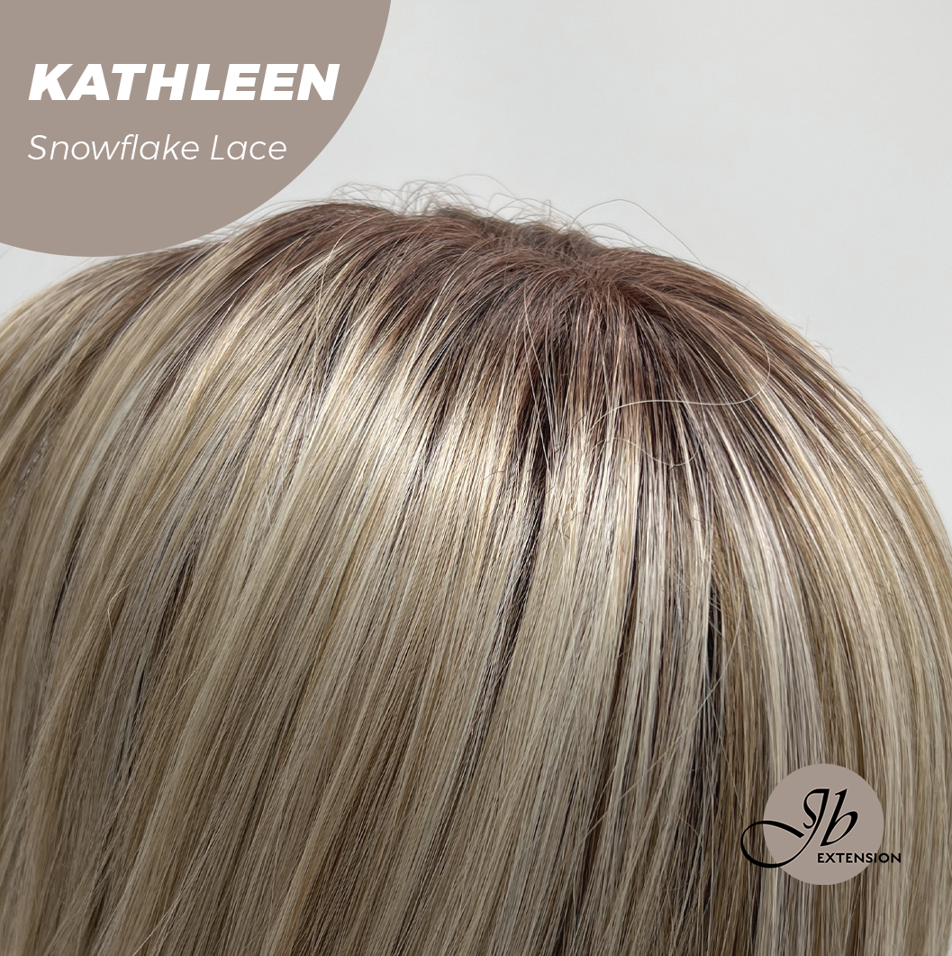JBEXTENSION 15 Inches Mix Blonde Pre-Cut Arc Snowflake Lace Frontlace Glueless Wig KATHLEEN【BENDY EAR TABS】