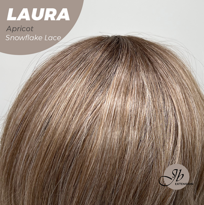 JBEXTENSION 14 Inches Apricot Pre-Cut Side Part Snowflake Lace Frontlace Glueless Wig LAURA SNOWFLAKE APRICOT【BENDY EAR TABS】- S/M