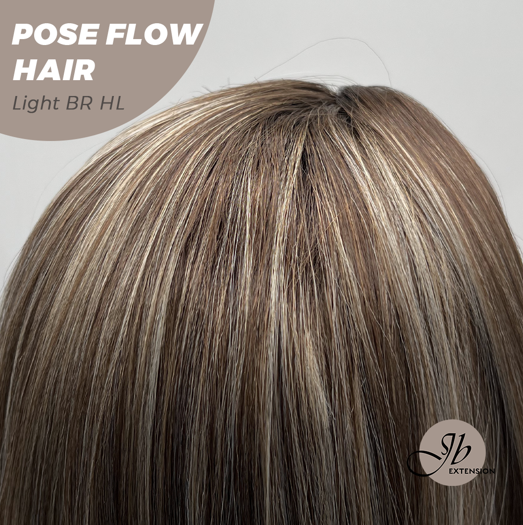 JBEXTENSION 18 Inches Light Brown Highlight Headband Wig POSE FLOW HAIR - LIGHT BROWN HIGHLIGHT