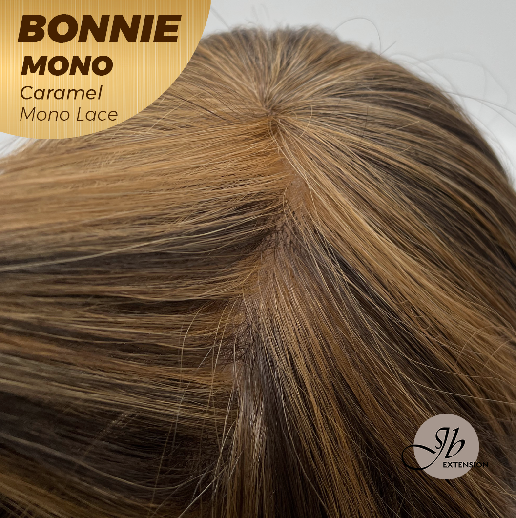 JBEXTENSION BONNIE MONO Full Monofilament Handmade Full Lace Full Hand Tied Wig 12 Inches Caramel Mono Lace Handmade Futura Fiber Glueless Wig BONNIE MONO CARAMEL【BENDY EAR TABS】