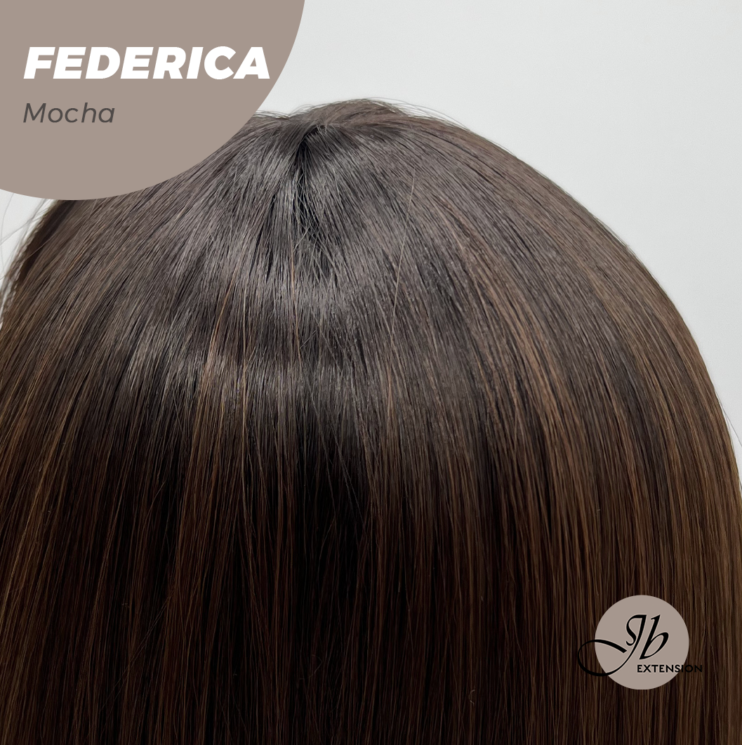 JBEXTENSION 16 Inches Short Bob Cut Mocha Wig with Bangs FEDERICA MOCHA
