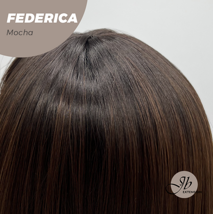 JBEXTENSION 16 Inches Short Bob Cut Mocha Wig with Bangs FEDERICA MOCHA