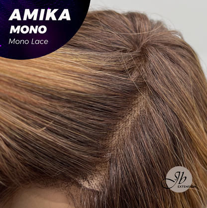 [FINAL SALE] JBEXTENSION AMIKA MONO Monofilament Handmade Wig 6X5 Full Monofilament Hand Tied Top Wig 14 Inches Copper Curly Mono Lace Wig Glueless Black Sapphire Wig AMIKA MONO【BENDY EAR TABS】