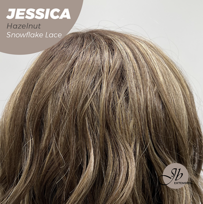 JBEXTENSION 16 Inches Hazelnut Curly Pre-Cut Side Part Snowflake Lace Frontlace Glueless Wig JESSICA HAZELNUT【BENDY EAR TABS】