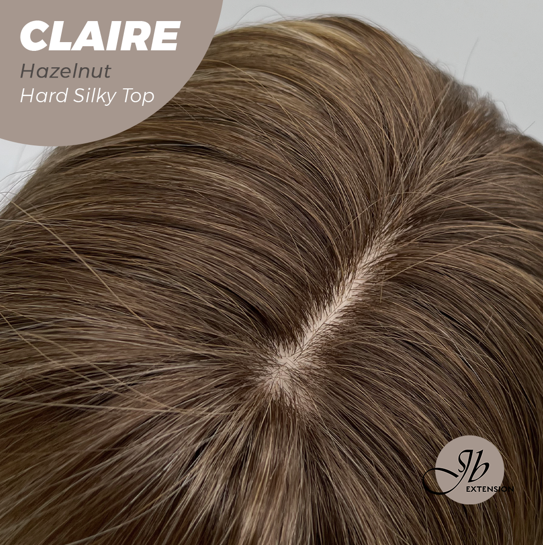 HOT OF SEASON -22 Inches Scalpiana Hazelnut 3.5X4 Hard Silky Top Natural Scalp Effect Women Wig with Bangs CLAIRE SILKY TOP - HAZELNUT