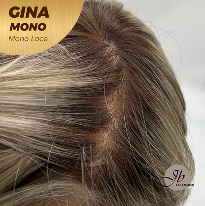 JBEXTENSION GINA MONO Full Monofilament Handmade Full Lace Full Hand Tied Wig 12 Inches Mix Blonde Mono Lace Handmade Futura Fiber Wig with Anti-slip Silicone Strips Glueless Wig GINA MONO【BENDY EAR TABS】