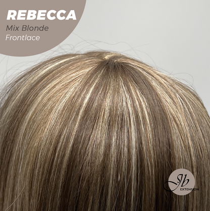 JBEXTENSION 20 Inches Long Mix Blonde Women Pre-Cut Frontlace Glueless Wig REBECCA MIX BLONDE