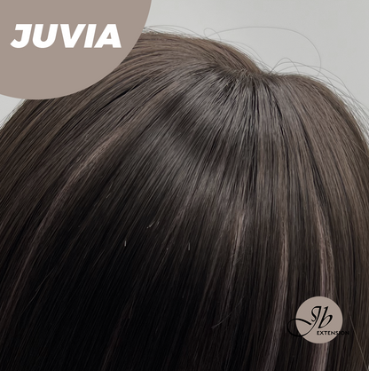 JBEXTENSION 22 Inches Straight Dark Brown with Purple Wig with Bangs JUVIA