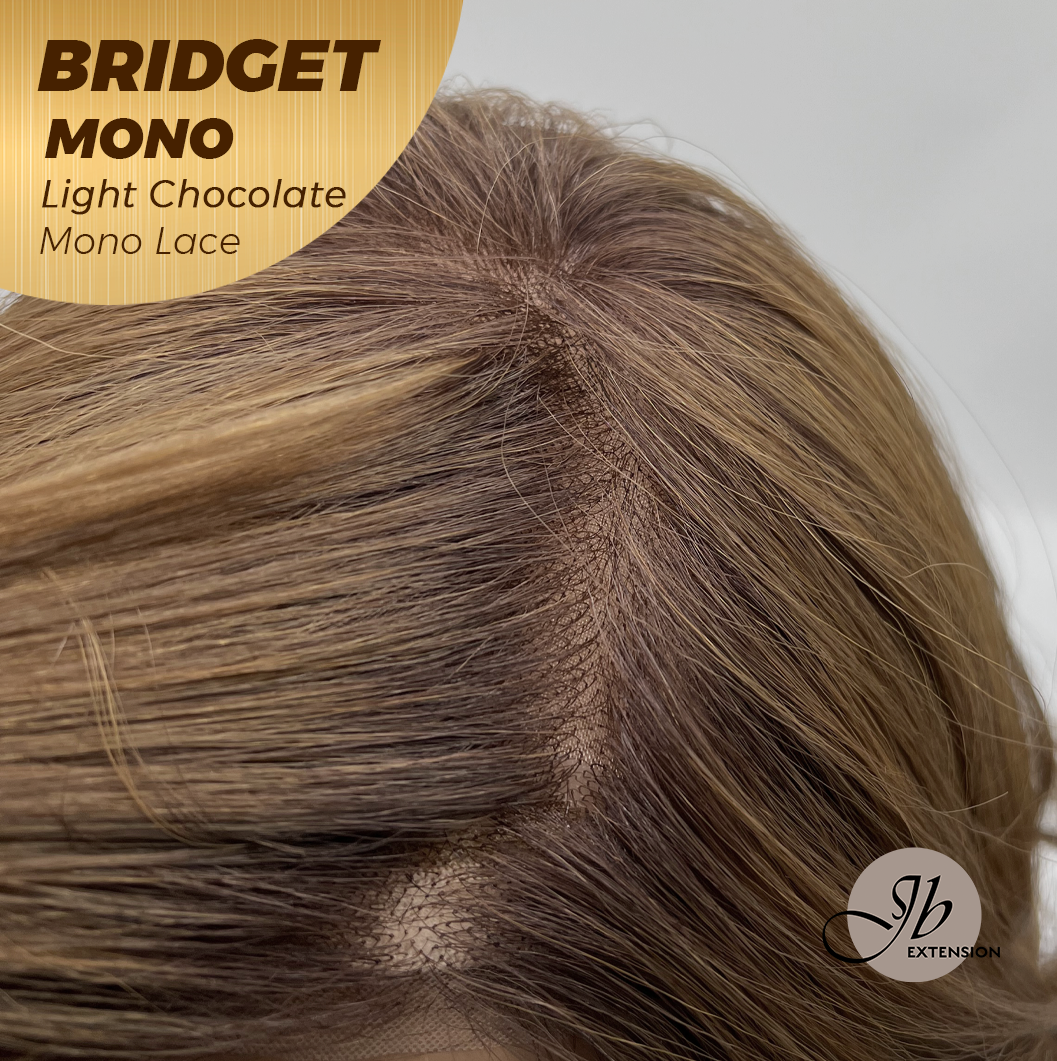 JBEXTENSION BRIDGET MONO Monofilament Handmade Wig 6X5 Full Monofilament Hand Tied Top Wig 15 Inches Light Chocolate Mono Lace Wig With Anti-slip Silicone Strips Glueless Wig BRIDGET MONO LIGHT CHOCOLATE【BENDY EAR TABS】