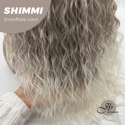 JBEXTENSION 21 Inches Ash Grey Deep Curly Pre-Cut Side Part Snowflake Lace Frontlace Black Sapphire Glueless Wig SHIMMI - BLACK SAPPHIRE【BENDY EAR TABS】