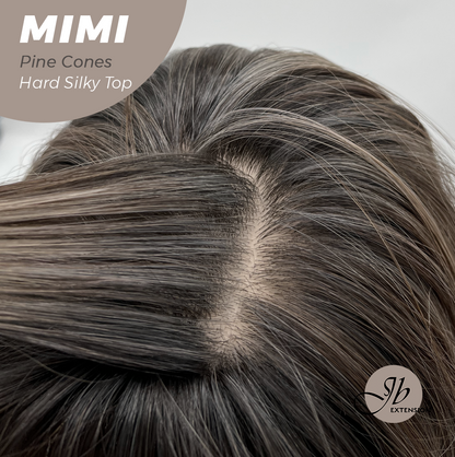 JBEXTENSION 16 Inches Scalpiana 3.5X4 Hard Silky Top Natural Scalp Effect Pine Cones Body Wave Wig with Bangs Wig MIMI SILK TOP - PINE CONES
