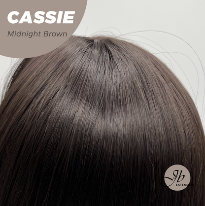 JBEXTENSION 19 Inches Long Midnight Brown Wig with Bangs CASSIE MIDNIGHT BROWN