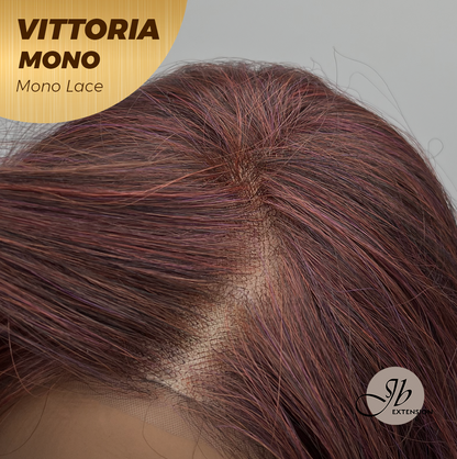 [FINAL SALE] JBEXTENSION VITTORIA MONO Monofilament Handmade Wig 6X5 Full Monofilament Hand Tied Top Wig 16 Inches Dark Red Curly Mono Lace Wig With Anti-slip Silicone Strips Glueless Wig VITTORIA MONO【BENDY EAR TABS】