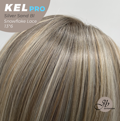 JBEXTENSION 22 Inches Silver Sand Blonde Pre-Cut 13X6 Free Part Snowflake Lace Frontlace Glueless Wig KEL PRO - SILVER SAND BLONDE【BENDY EAR TABS】