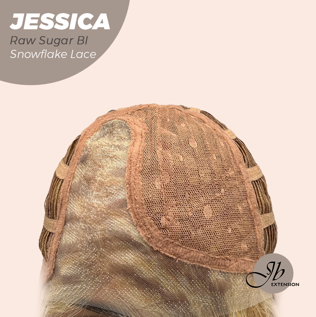 JBEXTENSION 16 Inches Raw Sugar Blonde Curly Pre-Cut Side Part Snowflake Lace Frontlace Glueless Wig JESSICA RAW SUGAR BLONDE【BENDY EAR TABS】