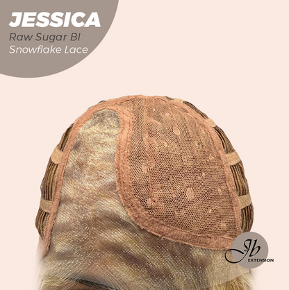 JBEXTENSION 16 Inches Raw Sugar Blonde Curly Pre-Cut Side Part Snowflake Lace Frontlace Glueless Wig JESSICA RAW SUGAR BLONDE【BENDY EAR TABS】