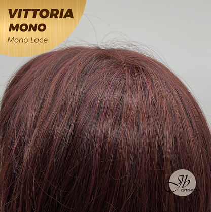 [FINAL SALE] JBEXTENSION VITTORIA MONO Monofilament Handmade Wig 6X5 Full Monofilament Hand Tied Top Wig 16 Inches Dark Red Curly Mono Lace Wig With Anti-slip Silicone Strips Glueless Wig VITTORIA MONO【BENDY EAR TABS】