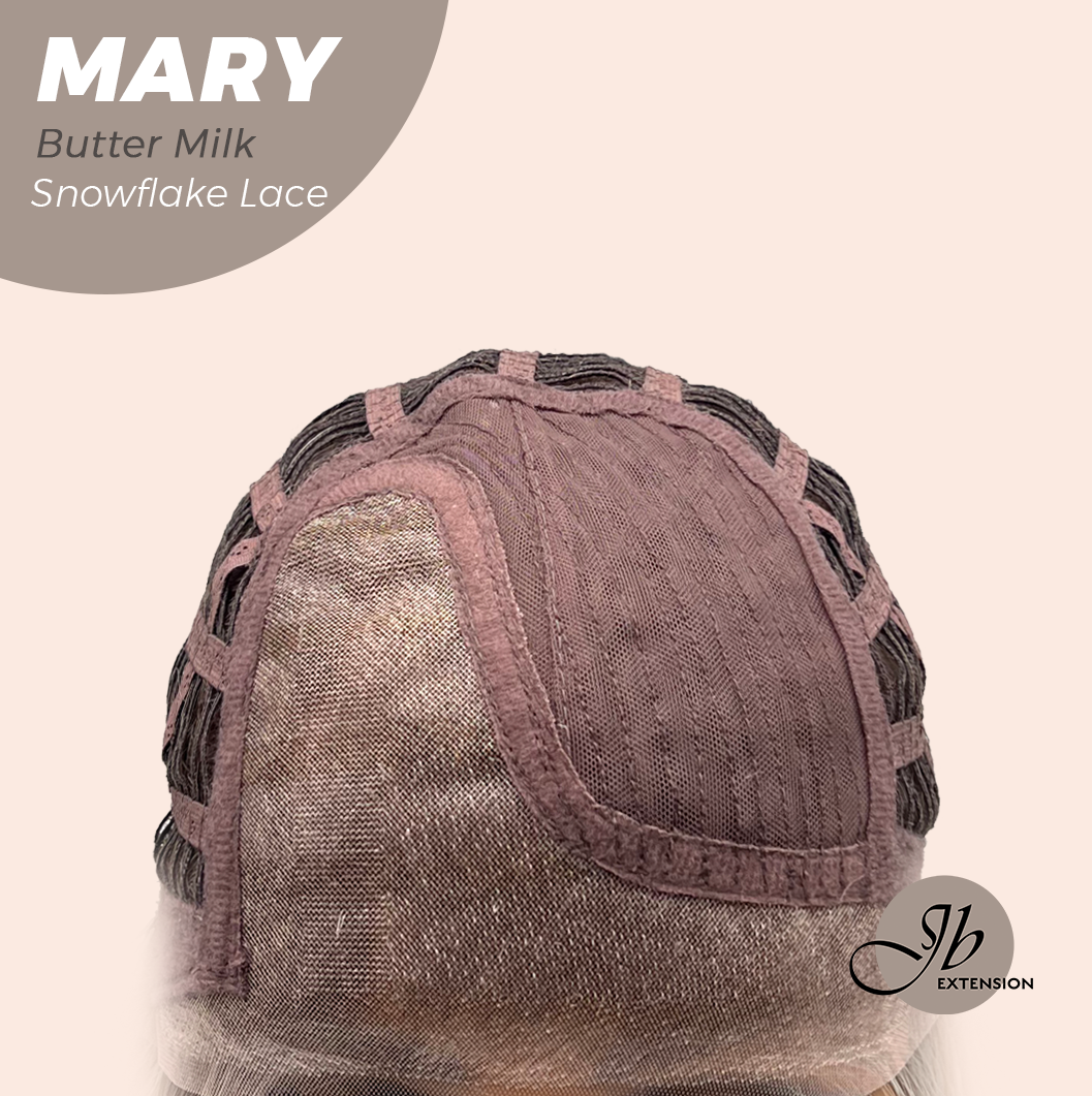 JBEXTENSION 14 Inches Butter Milk Pre-Cut Side Part Snowflake Lace Frontlace Glueless Wig MARY BUTTER MILK【BENDY EAR TABS】- S/M