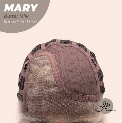 JBEXTENSION 14 Inches Butter Milk Pre-Cut Side Part Snowflake Lace Frontlace Glueless Wig MARY BUTTER MILK【BENDY EAR TABS】- S/M