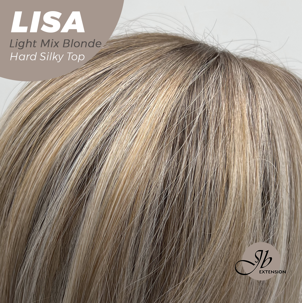 JBEXTENSION 26 Inches Scalpiana Long Curly Light Mix Blonde 3.5X4 Hard Silky Top Natural Scalp Effect Wig with Bangs LISA LIGHT MIX BLONDE