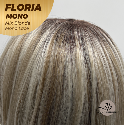 JBEXTENSION FLORIA MONO Full Monofilament Wig 20 Inches Curly Mix Blonde Full Mono Lace Glueless with Anti-slip Silicone Strips Wig FLORIA MONO - MIX BLONDE【BENDY EAR TABS】