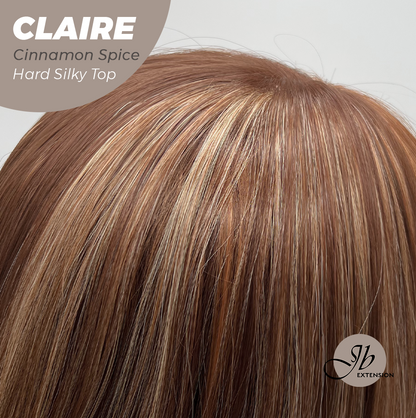 JBEXTENSION 22 Inches Scalpiana Cinnamon Spice 3.5X4 Hard Silky Top Natural Scalp Effect Women Wig with Bangs CLAIRE SILKY TOP - CINNAMON SPICE