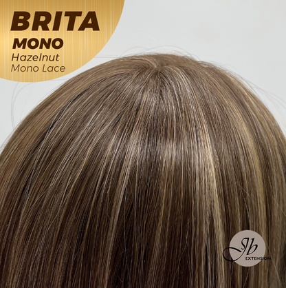 JBEXTENSION BRITA MONO Monofilament Handmade Wig 6X5 Full Monofilament Hand Tied Top Wig 22 Inches Hazelnut Mono Lace Wig Glueless Wig BRITA MONO - HAZELNUT【BENDY EAR TABS】