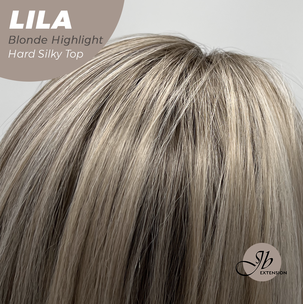JBEXTENSION 20 Inches Scalpiana Blonde Highlight Wolf Cut 3.5X4 Hard Silky Top Natural Scalp Effect Wig With Bangs LILA BLONDE HIGHLIGHT