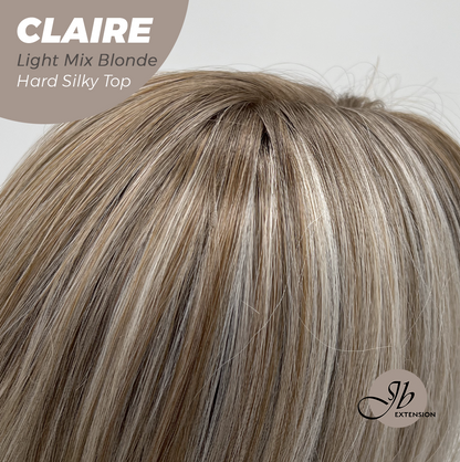 JBEXTENSION 22 Inches Scalpiana Light Mix Blonde 3.5X4 Hard Silky Top Natural Scalp Effect Women Wig with Bangs CLAIRE SILKY TOP - LIGHT MIX BLONDE