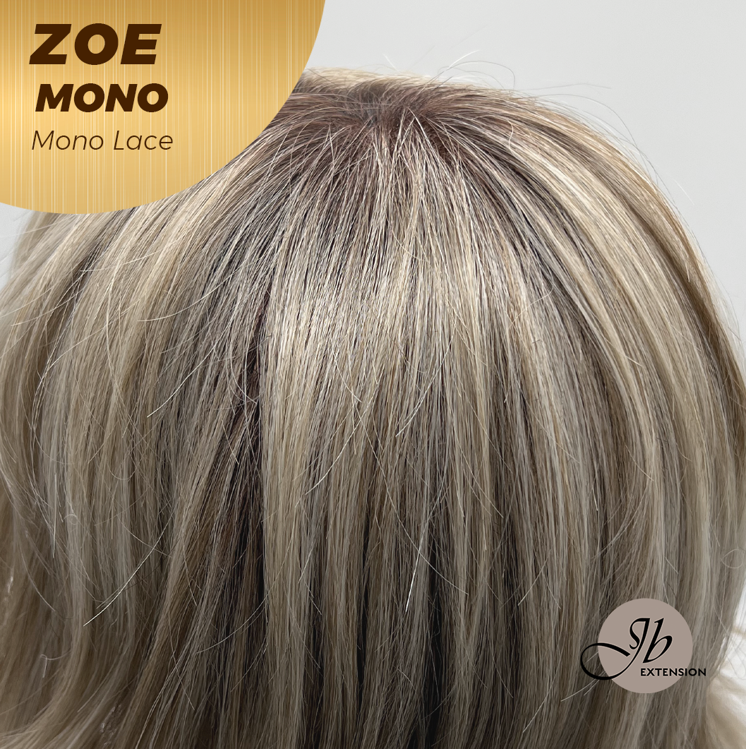 JBEXTENSION ZOE MONO Monofilament Handmade Wig 6X5 Full Monofilament Hand Tied Top Wig 11 Inches Mix Blonde Mono Lace Wig with Anti-slip Silicone Strips Glueless Wig ZOE MONO - MIX BLONDE【BENDY EAR TABS】