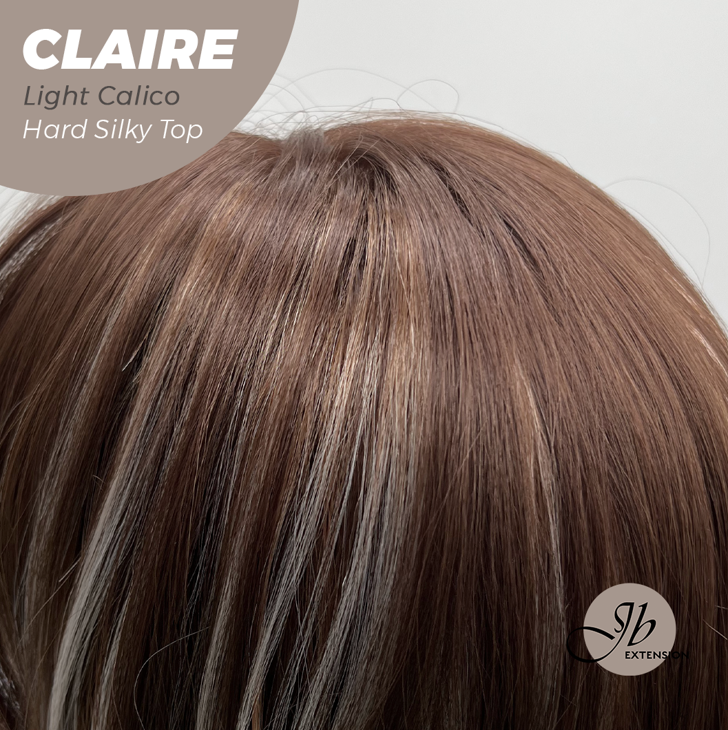JBEXTENSION 22 Inches Scalpiana Light Calico 3.5X4 Hard Silky Top Natural Scalp Effect Women Wig with Bangs CLAIRE SILKY TOP - LIGHT CALICO