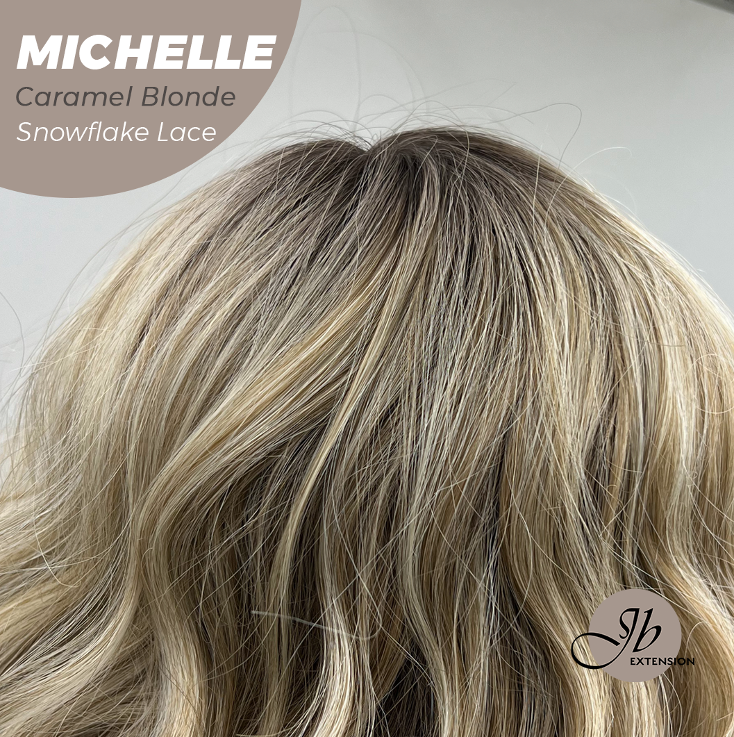 JBEXTENSION 10 Inches Caramel Blonde Pre-Cut Side Part Snowflake Lace Frontlace Glueless Wig MICHELLE CARAMEL BLONDE【BENDY EAR TABS】- M/L